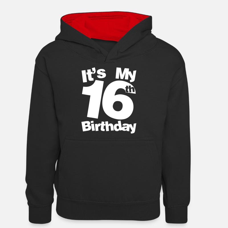 16e anniversaire C’est mon 16e anniversaire 16 ans Bi - Sweat à capuche contrasté Ado - noir/rouge