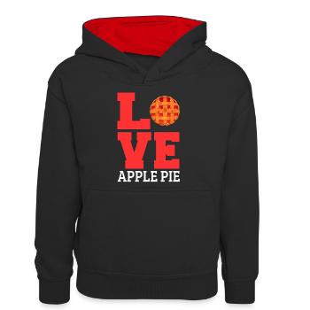Tarte aux pommes - Sweat à capuche contrasté Ado - noir/rouge - Devant