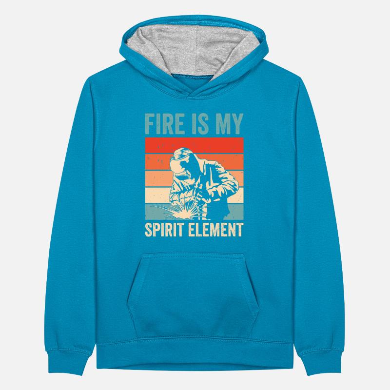 Soudage Élément à essence de feu Métallurgiste Sweat à capuche contrasté Ado