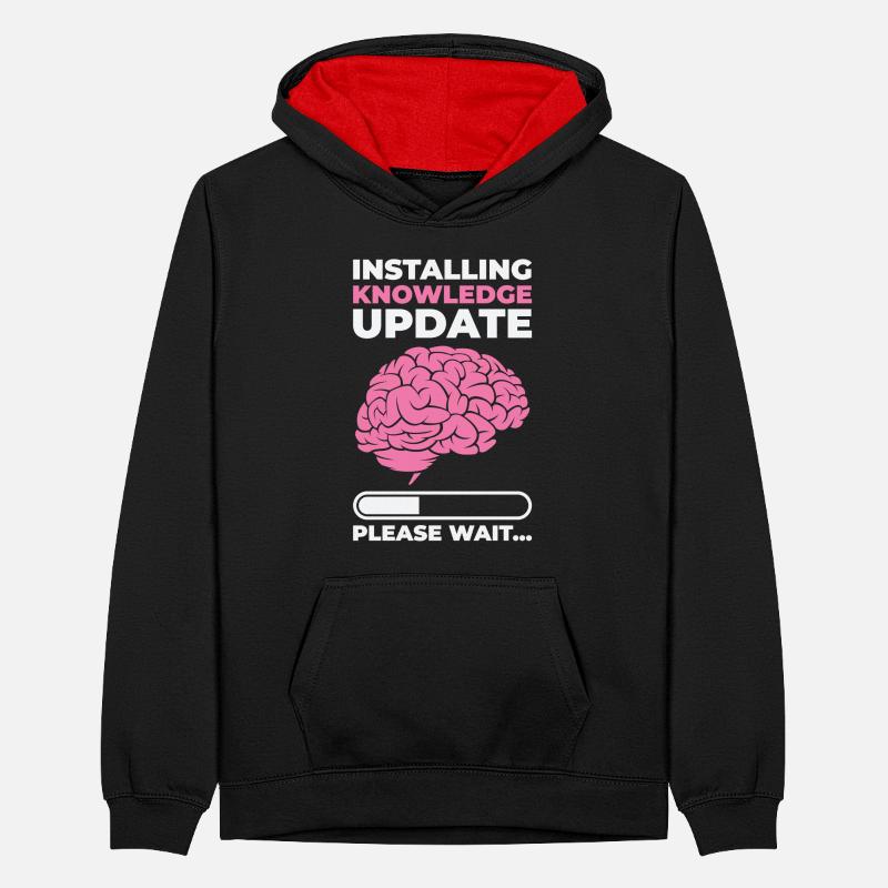 Installing Knowledge Update Student Brain Loading Teenager Contrast Hoodie