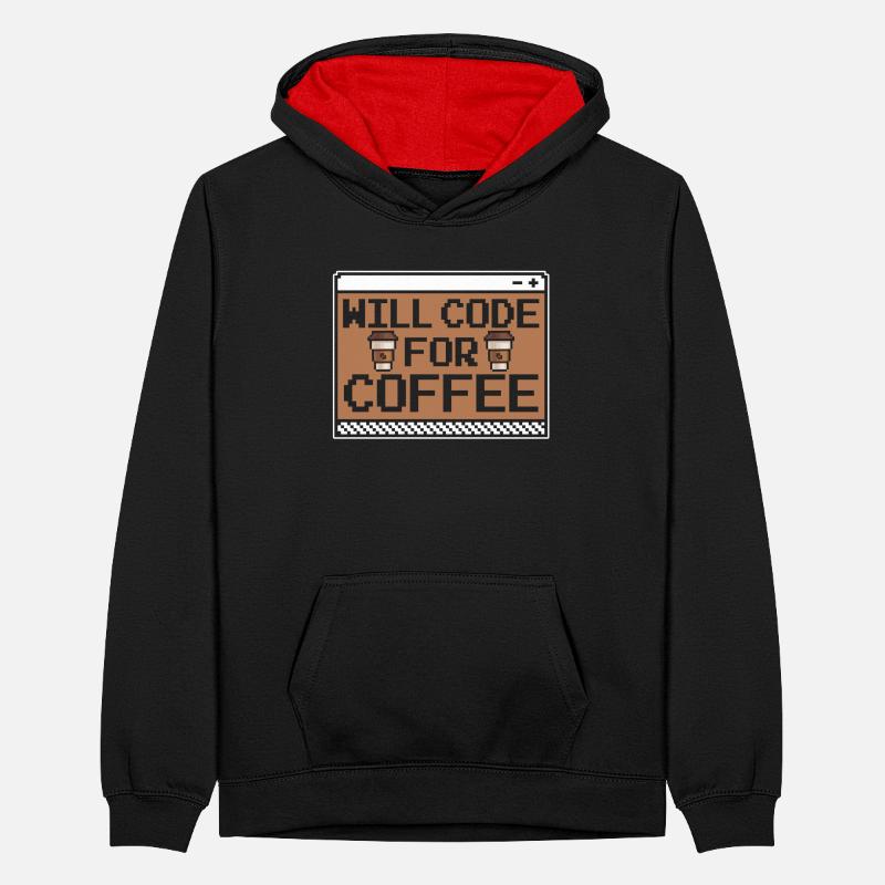 Entwickler Coder Programmierer Kaffee Teenager Kontrast-Hoodie