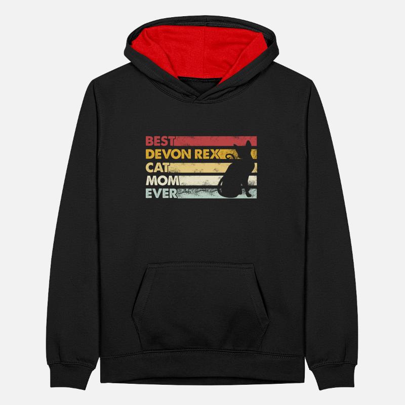 Beste Mutter Aller Zeiten - Devon Rex Cat Teenager Kontrast-Hoodie