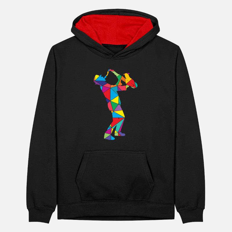 Saxophone polypolygonal bas Sweat à capuche contrasté Ado