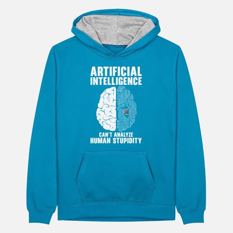 Artificial Intelligence Programmer Brain Human Teenager Contrast Hoodie