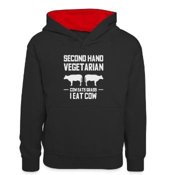Fleischliebhaber Lustige ketogene Fleischfresser Rindfleisch Liebe Gif - Teenager Kontrast-Hoodie - Schwarz/Rot - Vorne