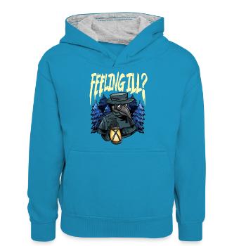 Seuchendoktor-Outfit Seuchendoktor-Maske Medikamente - Teenager Kontrast-Hoodie - Pfauenblau/Grau meliert - Vorne
