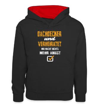 Dachdecker und Verheiratet - Teenager Kontrast-Hoodie - Schwarz/Rot - Vorne