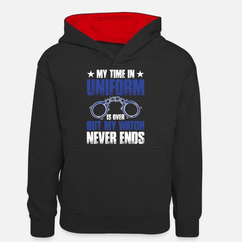 Mon temps en uniforme est terminé policier - Sweat à capuche contrasté Ado - noir/rouge