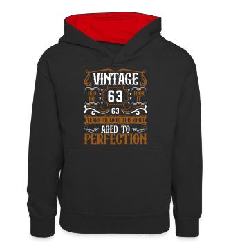 63. Geburtstag Vintage Retro - Teenager Kontrast-Hoodie - Schwarz/Rot - Vorne