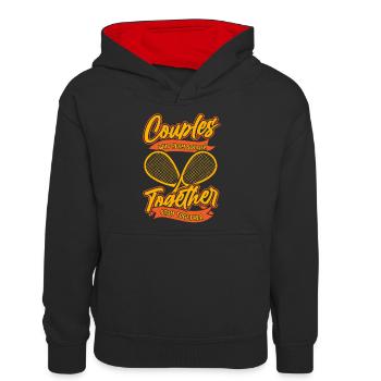 Squash Paar - Teenager Kontrast-Hoodie - Schwarz/Rot - Vorne