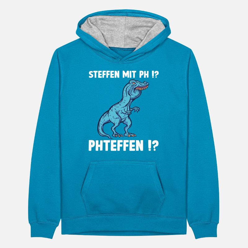 TRex Meme Dinosaurier mit Überbiss Steffen mit ph Teenager Kontrast-Hoodie