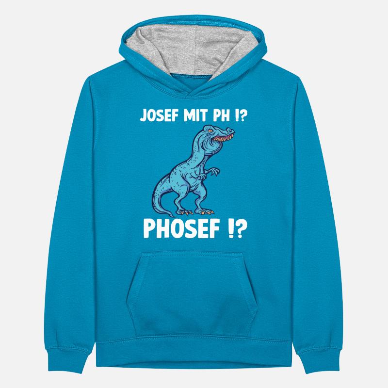 Josef oder Joseph T-Rex Überbiss Dinosaurier Meme Teenager Kontrast-Hoodie