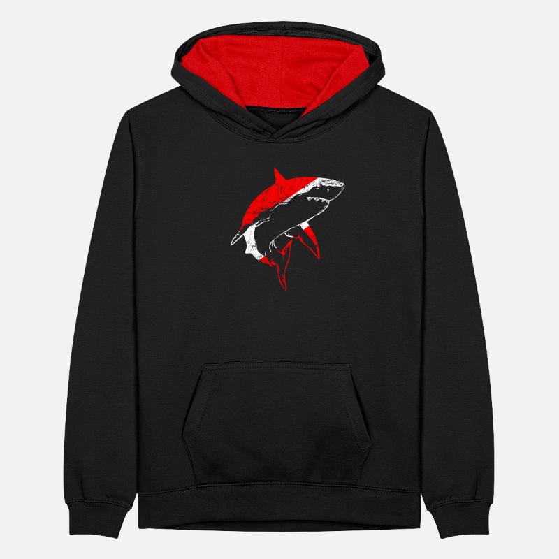 Dive Shark Diver Down Flag Scuba Diving Master Teenager Kontrast-Hoodie
