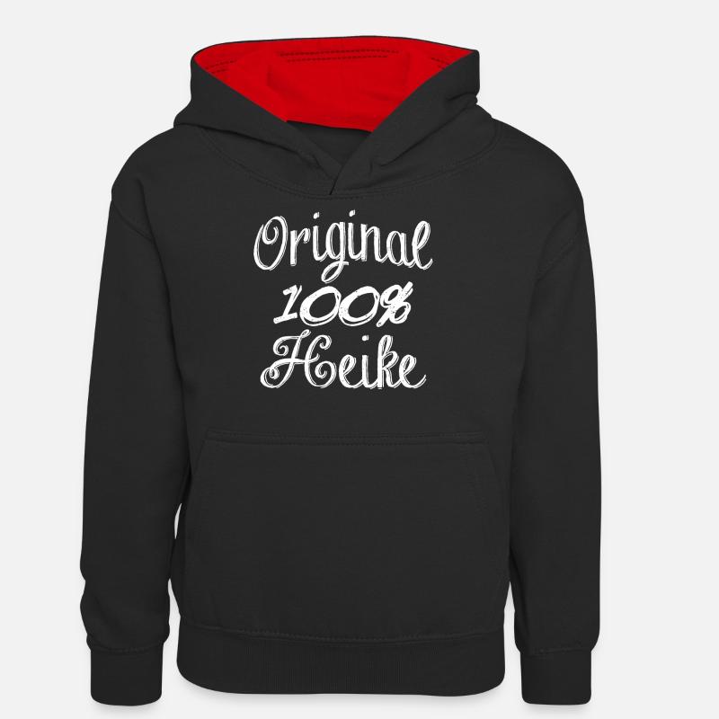 Original 100% Heike - Sweat à capuche contrasté Ado - noir/rouge
