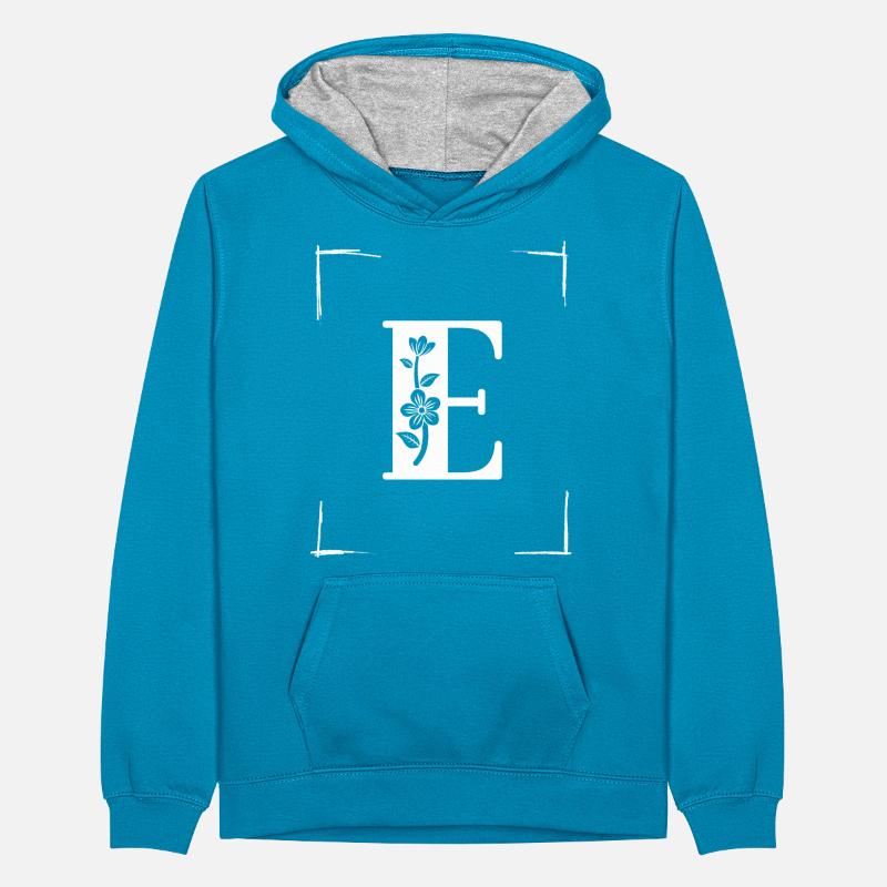 letter E initial Teenager Contrast Hoodie