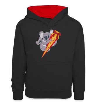 Koala Schultüte Schulanfang Schulkind ABC Schütze - Teenager Kontrast-Hoodie - Schwarz/Rot - Vorne