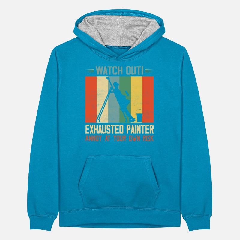 Fais gaffe! Un peintre épuisé s’agace de son propre ris Sweat à capuche contrasté Ado