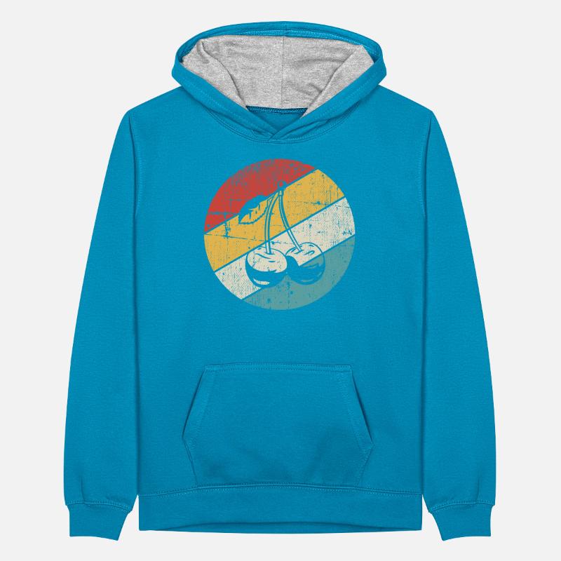 Cherry Retro Fruit Fruit Round Teenager Contrast Hoodie