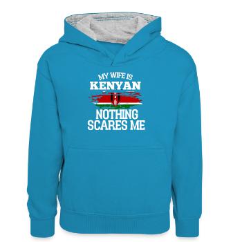 Kenya - Teenager Contrast Hoodie - peacock blue/heather grey - Front