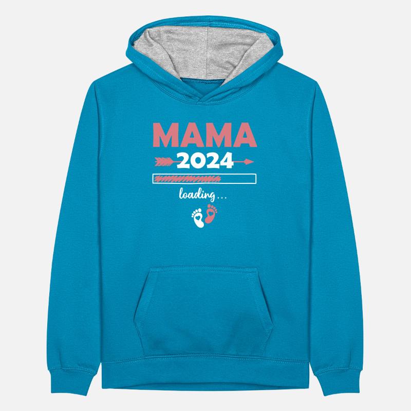 Mama Loading 2024 Teenager Kontrast-Hoodie