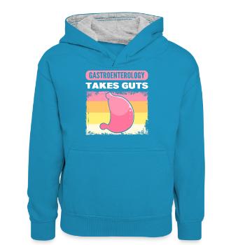 Gastroenterology Takes Guts Gastroenterologist - Teenager Contrast Hoodie - peacock blue/heather grey - Front