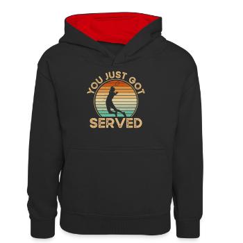 Ils viennent d’être servis - Sweat à capuche contrasté Ado - noir/rouge - Devant
