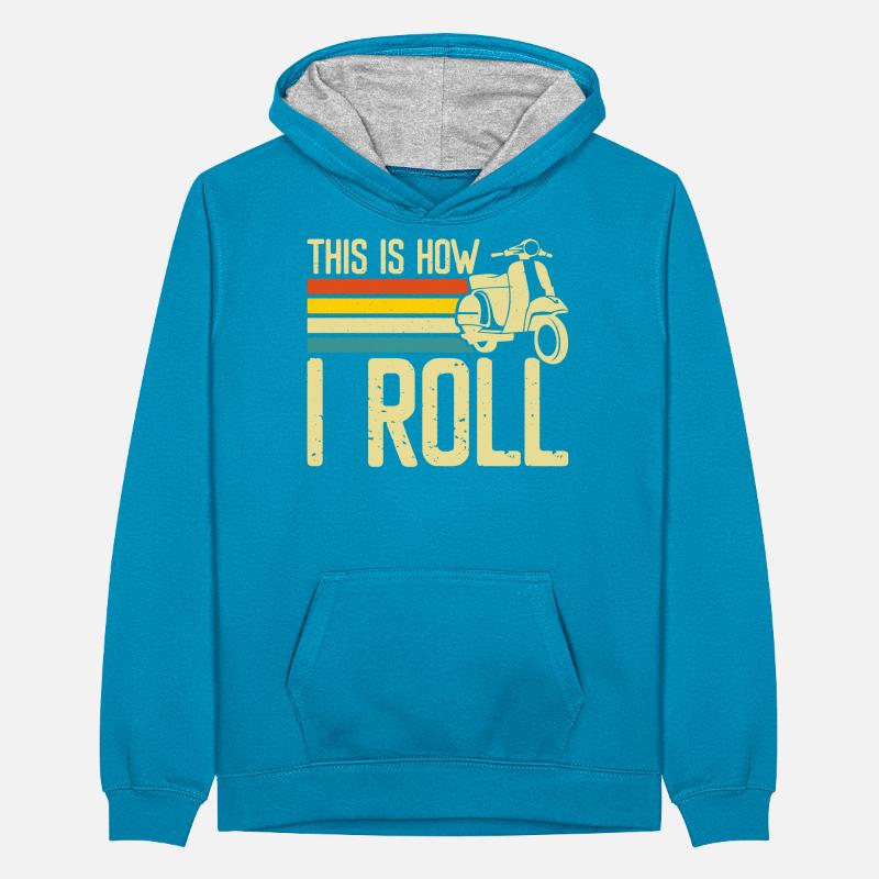 Roller Rollerfahrer Motorroller Teenager Kontrast-Hoodie