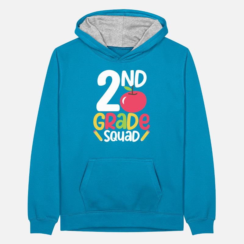2nd Grade Squad Second Teacher Student Team Back Sweat à capuche contrasté Ado