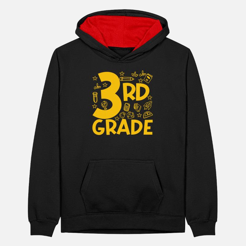 3. Third Class Typography Team Grader 100 Teenager Contrast Hoodie