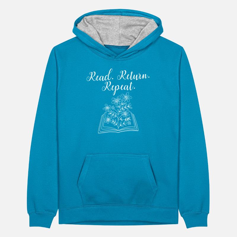 Library Worker Librarian Read Return Repeat Book Teenager Kontrast-Hoodie