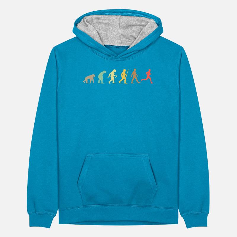 Run Retro Running Evolution Funny Runner Marathon Sweat à capuche contrasté Ado