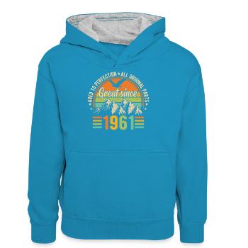 1961 - A legendary year - Teenager Contrast Hoodie - peacock blue/heather grey - Front