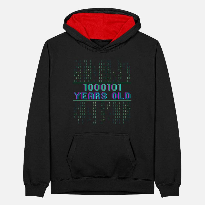 69e anniversaire 69 ans Codeur de code binaire Sweat à capuche contrasté Ado