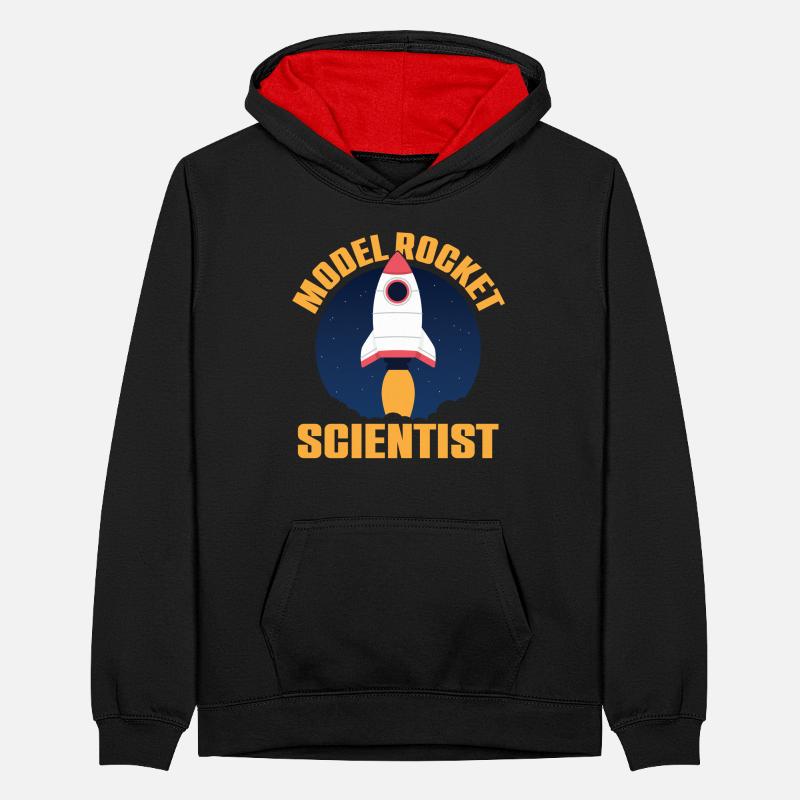 Model Rocket Scientist Cosmonaut Gift Teenager Contrast Hoodie