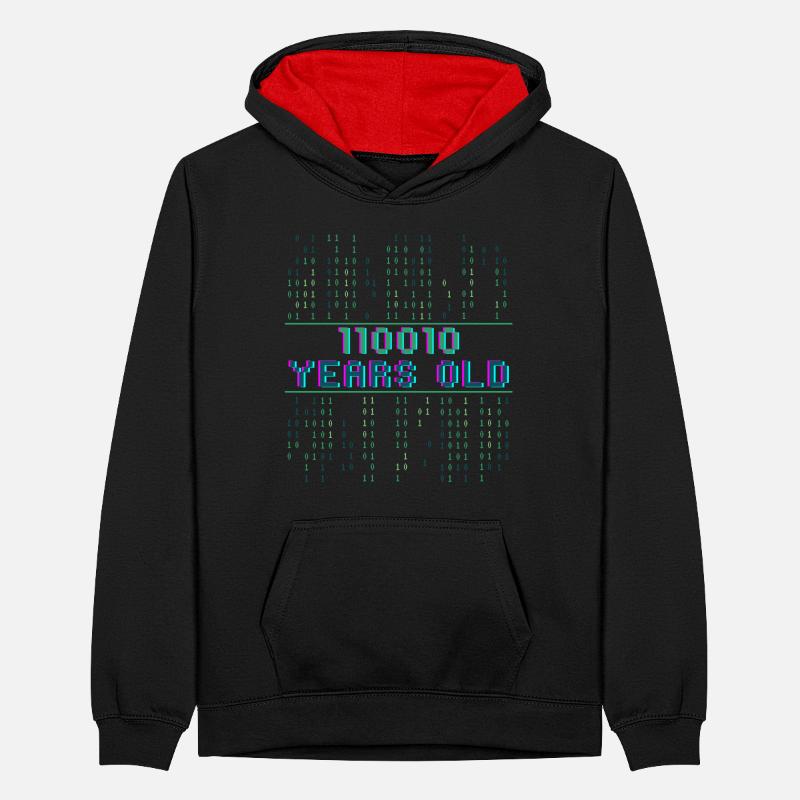 50. Geburtstag 50 Jahre alt Binärcode Coder Teenager Kontrast-Hoodie