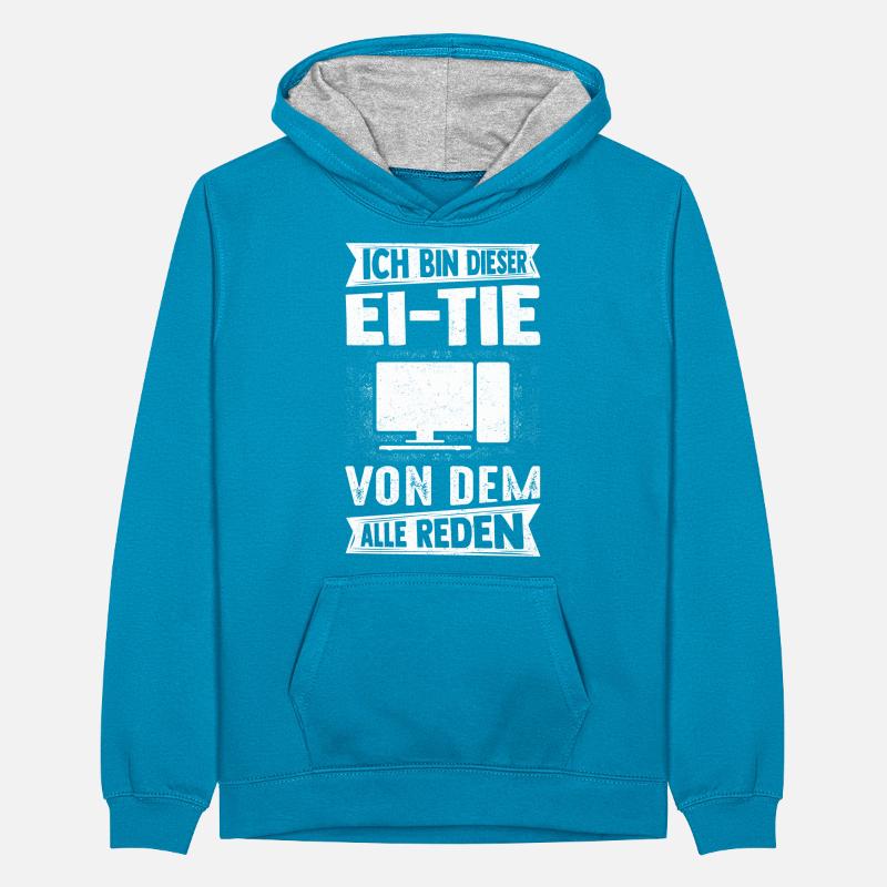 IT Computer PC Profession Abreit Computer Fan Saying IT Teenager Contrast Hoodie