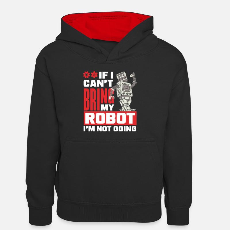 Programmeur de robots robotiques - Sweat à capuche contrasté Ado - noir/rouge