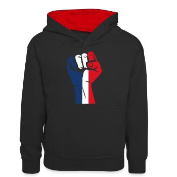 France patriote - Sweat à capuche contrasté Ado - noir/rouge - Devant