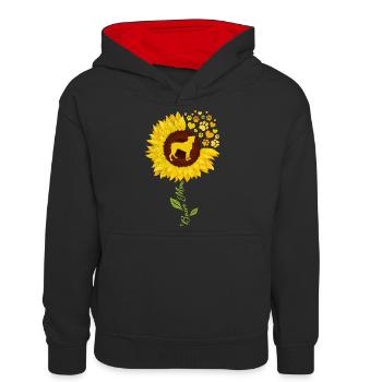 BOXER MAMI Deutscher Boxer Hund Besitzerin - Teenager Kontrast-Hoodie - Schwarz/Rot - Vorne