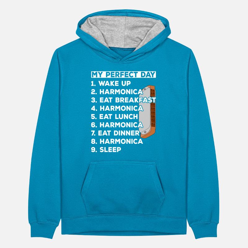 Mon jour parfait Harmonica Day Plan Harmonica Joueur d’harmonica Sweat à capuche contrasté Ado