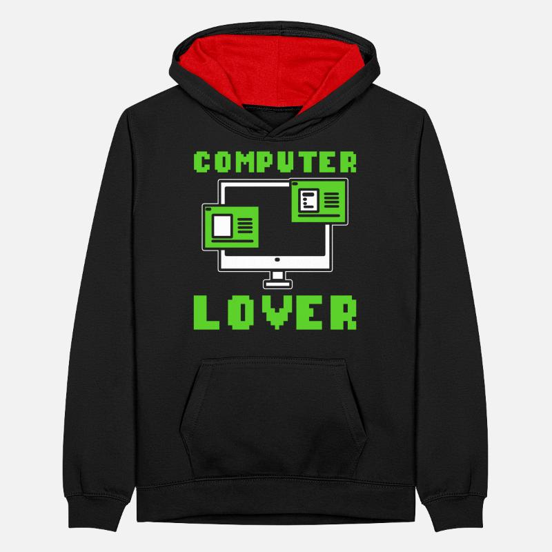 Computer Lover Computertechniker Teenager Kontrast-Hoodie