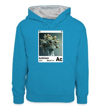 Actinium - Ac - chemisches Element 089 - Teenager Kontrast-Hoodie - Pfauenblau/Grau meliert - Vorne
