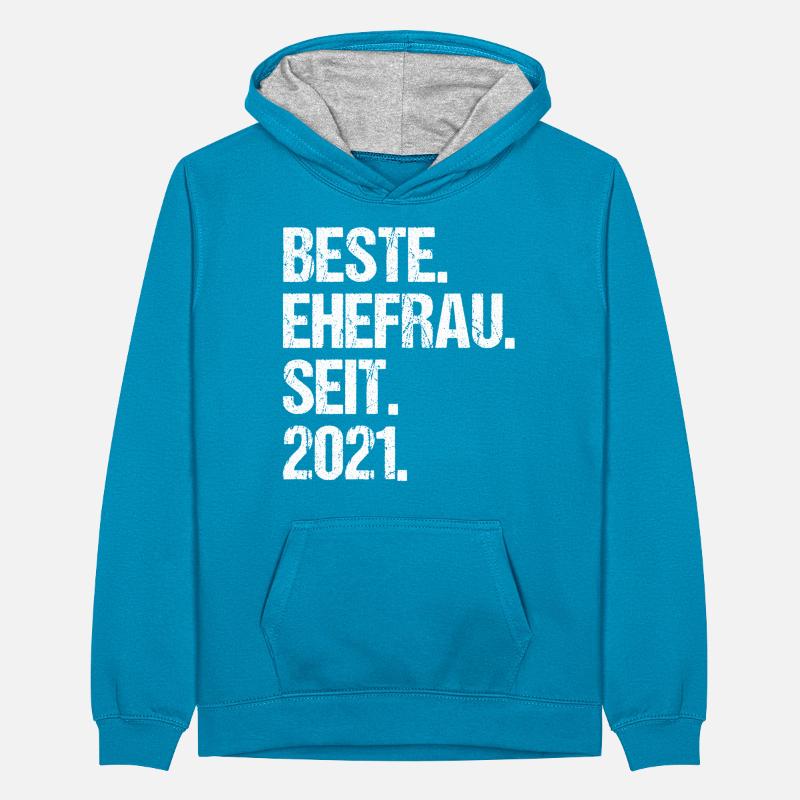 Valentinstag Beste Ehefrau Seit 2021 Teenager Kontrast-Hoodie
