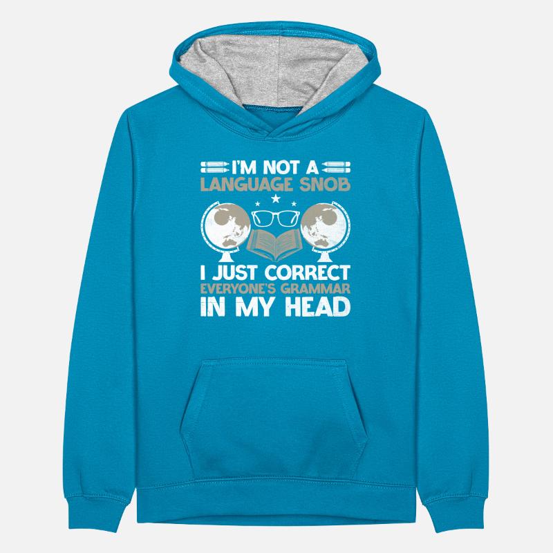 Fremdsprachenlehrer Schule Sprachlehrer Teenager Kontrast-Hoodie