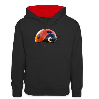 Marienkäfer Ladybug Insekten Bunt Süße Marienkäfer - Teenager Kontrast-Hoodie - Schwarz/Rot - Vorne