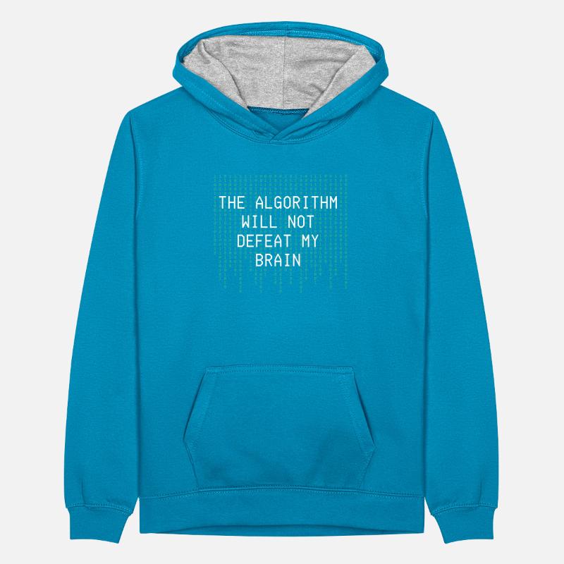 The Algorithm Will Not Defeat My Brain Binary Teenager Contrast Hoodie