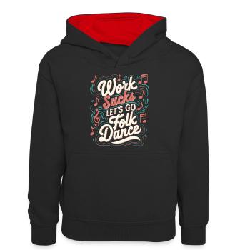 Volkstanz - Teenager Kontrast-Hoodie - Schwarz/Rot - Vorne