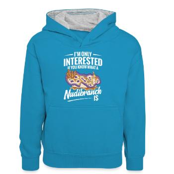 Mich Interessiert Nur, Ob Sie Wissen, Was Eine - Teenager Kontrast-Hoodie - Pfauenblau/Grau meliert - Vorne
