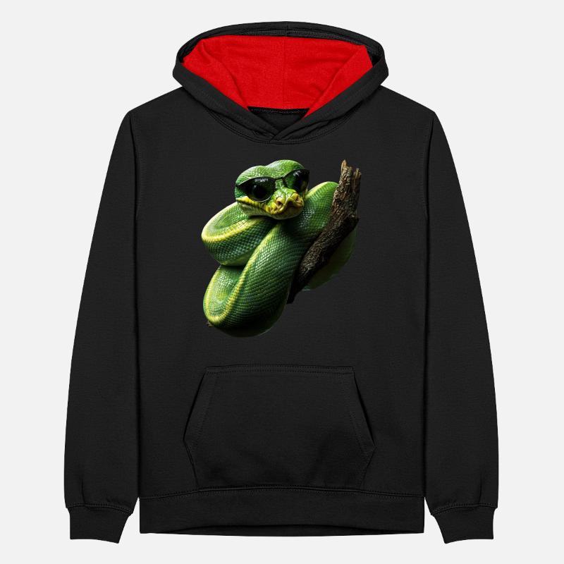 Arbre vert Python Serpents Amoureux Terrarium Sweat à capuche contrasté Ado