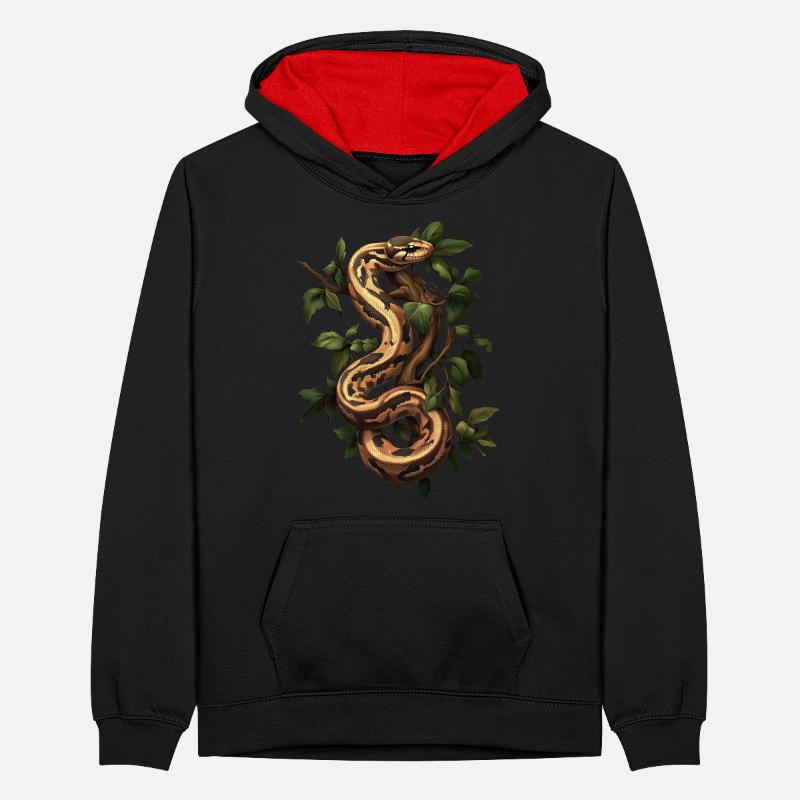 King Python Snakes Lover Terrarium Python Teenager Contrast Hoodie